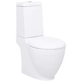 Inodoro WC redondo de cerámica flujo hacia abajo blanco by vidaXL, Bathrooms - Ref: Foro24-3059888, Price: 238,90 €, Discount: %