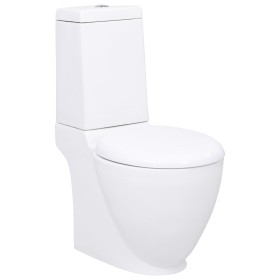 Inodoro WC redondo de cerámica flujo hacia abajo blanco de vidaXL, Baños - Ref: Foro24-3059888, Precio: 223,80 €, Descuento: %