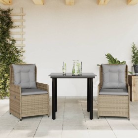 Set comedor de jardín 3 pzas con cojines ratán sintético beige en Conjuntos de jardín | Comprar online en Foru.es