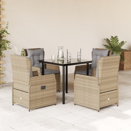 Set comedor de jardín 5 pzas con cojines ratán sintético beige en Conjuntos de jardín | Comprar online en Foru.es