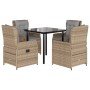 Set comedor de jardín 5 pzas con cojines ratán sintético beige en Conjuntos de jardín | Comprar online en Foru.es