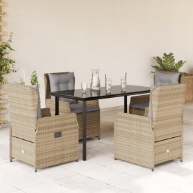 Set comedor de jardín 5 pzas con cojines ratán sintético beige en Conjuntos de jardín | Comprar online en Foru.es