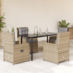 Set comedor de jardín 5 pzas con cojines ratán sintético beige en Conjuntos de jardín | Comprar online en Foru.es