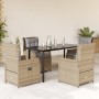 Set comedor de jardín 5 pzas con cojines ratán sintético beige en Conjuntos de jardín | Comprar online en Foru.es