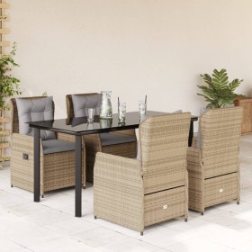 Set comedor de jardín 5 pzas con cojines ratán sintético beige en Conjuntos de jardín | Comprar online en Foru.es