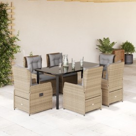 Set comedor de jardín 7 pzas con cojines ratán sintético beige en Conjuntos de jardín | Comprar online en Foru.es