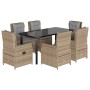 Set comedor de jardín 7 pzas con cojines ratán sintético beige en Conjuntos de jardín | Comprar online en Foru.es
