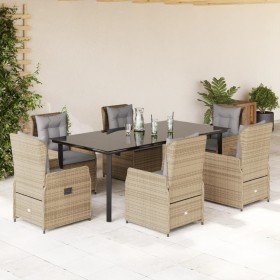 Set comedor de jardín 7 pzas con cojines ratán sintético beige en Conjuntos de jardín | Comprar online en Foru.es