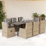 Set comedor de jardín 9 pzas con cojines ratán sintético beige en Conjuntos de jardín | Comprar online en Foru.es