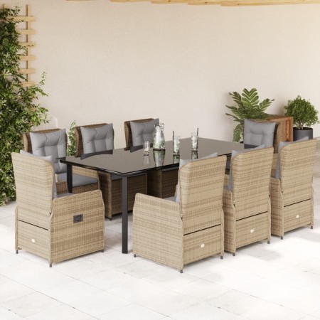 Set comedor de jardín 9 pzas con cojines ratán sintético beige en Conjuntos de jardín | Comprar online en Foru.es