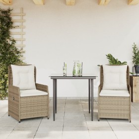 Set comedor de jardín 3 pzas con cojines ratán sintético beige en Conjuntos de jardín | Comprar online en Foru.es