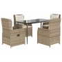 Set comedor de jardín 5 pzas con cojines ratán sintético beige en Conjuntos de jardín | Comprar online en Foru.es