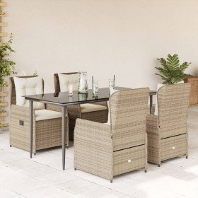 Set comedor de jardín 5 pzas con cojines ratán sintético beige en Conjuntos de jardín | Comprar online en Foru.es