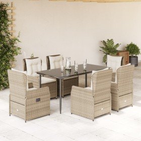 Set comedor de jardín 7 pzas con cojines ratán sintético beige en Conjuntos de jardín | Comprar online en Foru.es