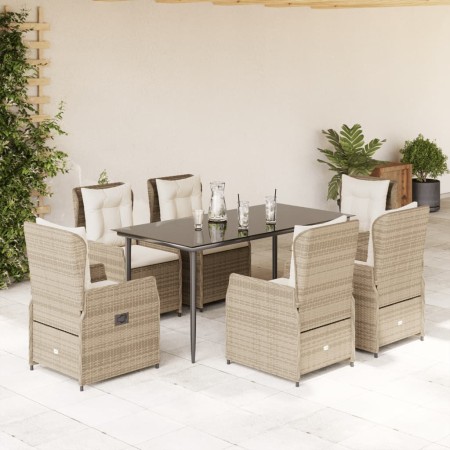 Set comedor de jardín 7 pzas con cojines ratán sintético beige en Conjuntos de jardín | Comprar online en Foru.es