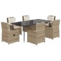 Set comedor de jardín 7 pzas con cojines ratán sintético beige en Conjuntos de jardín | Comprar online en Foru.es