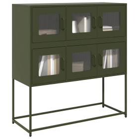 Aparador de acero laminado en frío verde oliva 100,5x39x107 cm de , Aparadores - Ref: Foro24-853426, Precio: 138,87 €, Descue...