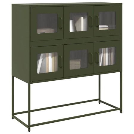 Aparador de acero laminado en frío verde oliva 100,5x39x107 cm de , Aparadores - Ref: Foro24-853426, Precio: 138,87 €, Descue...
