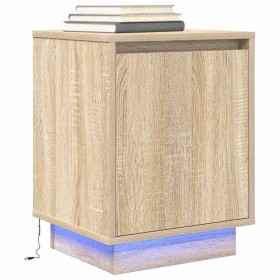 Mesilla de noche con luces LED roble Sonoma 38x34x50 cm de , Mesitas de noche - Ref: Foro24-861269, Precio: 47,72 €, Descuent...