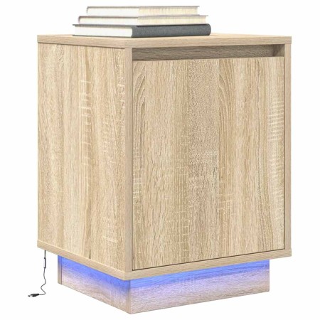 Mesilla de noche con luces LED roble Sonoma 38x34x50 cm de , Mesitas de noche - Ref: Foro24-861269, Precio: 47,72 €, Descuent...