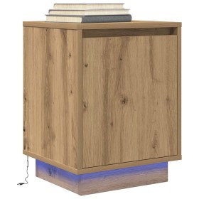 Mesilla de noche con luces LED roble artesanal 38x34x50 cm de , Mesitas de noche - Ref: Foro24-861281, Precio: 46,89 €, Descu...