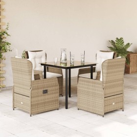 Set comedor de jardín 5 pzas con cojines ratán sintético beige en Conjuntos de jardín | Comprar online en Foru.es