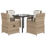 Set comedor de jardín 5 pzas con cojines ratán sintético beige en Conjuntos de jardín | Comprar online en Foru.es