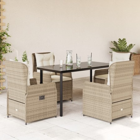 Set comedor de jardín 5 pzas con cojines ratán sintético beige en Conjuntos de jardín | Comprar online en Foru.es