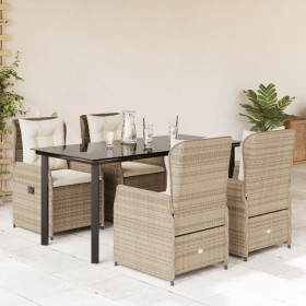 Set comedor de jardín 5 pzas con cojines ratán sintético beige en Conjuntos de jardín | Comprar online en Foru.es