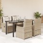 Set comedor de jardín 5 pzas con cojines ratán sintético beige en Conjuntos de jardín | Comprar online en Foru.es