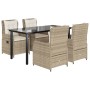 Set comedor de jardín 5 pzas con cojines ratán sintético beige en Conjuntos de jardín | Comprar online en Foru.es