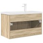 Mueble de baño con lavabo incorporado y grifo roble Sonoma de , Muebles de baño - Ref: Foro24-3325015, Precio: 229,54 €, Desc...