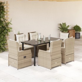 Set comedor de jardín 7 pzas con cojines ratán sintético beige en Conjuntos de jardín | Comprar online en Foru.es