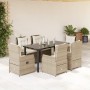 Set comedor de jardín 7 pzas con cojines ratán sintético beige en Conjuntos de jardín | Comprar online en Foru.es