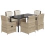 Set comedor de jardín 7 pzas con cojines ratán sintético beige en Conjuntos de jardín | Comprar online en Foru.es