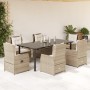 Set comedor de jardín 7 pzas con cojines ratán sintético beige en Conjuntos de jardín | Comprar online en Foru.es
