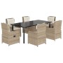 Set comedor de jardín 7 pzas con cojines ratán sintético beige en Conjuntos de jardín | Comprar online en Foru.es