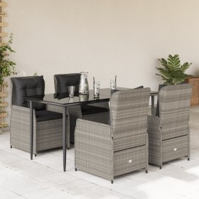 Set comedor de jardín 5 pzas cojines ratán sintético gris claro en Conjuntos de jardín | Comprar online en Foru.es