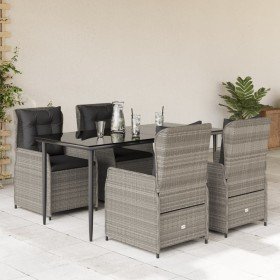 Set comedor de jardín 5 pzas cojines ratán sintético gris claro en Conjuntos de jardín | Comprar online en Foru.es