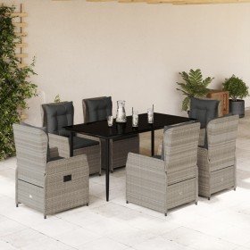 Set comedor jardín 7 pzas y cojines ratán sintético gris claro en Conjuntos de jardín | Comprar online en Foru.es