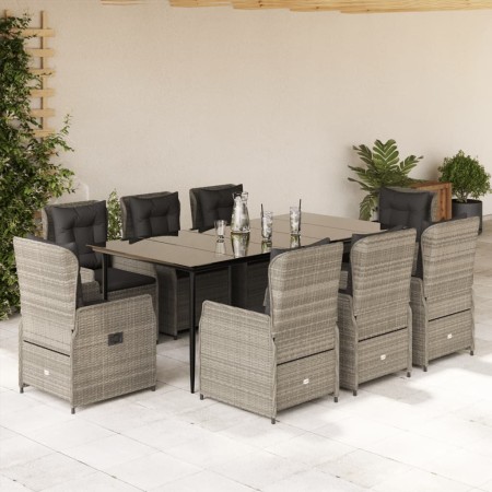 Set comedor de jardín 9 pzas cojines ratán sintético gris claro en Conjuntos de jardín | Comprar online en Foru.es