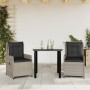 Set comedor de jardín 3 pzas cojines ratán sintético gris claro en Conjuntos de jardín | Comprar online en Foru.es