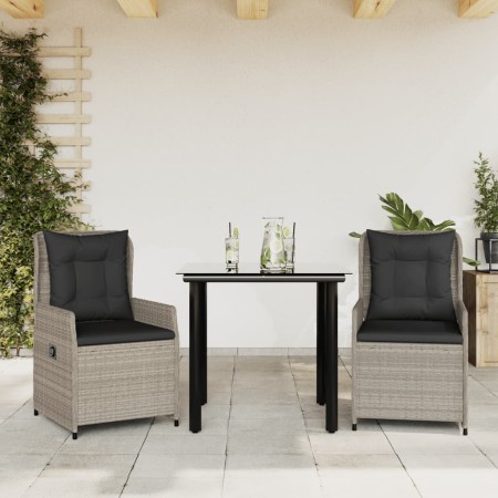 Set comedor de jardín 3 pzas cojines ratán sintético gris claro en Conjuntos de jardín | Comprar online en Foru.es