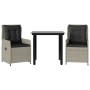 Set comedor de jardín 3 pzas cojines ratán sintético gris claro en Conjuntos de jardín | Comprar online en Foru.es