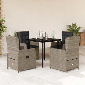 Set comedor de jardín 5 pzas cojines ratán sintético gris claro en Conjuntos de jardín | Comprar online en Foru.es
