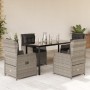 Set comedor de jardín 5 pzas cojines ratán sintético gris claro en Conjuntos de jardín | Comprar online en Foru.es