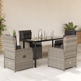 Set comedor de jardín 5 pzas cojines ratán sintético gris claro en Conjuntos de jardín | Comprar online en Foru.es