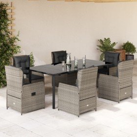 Set comedor jardín 7 pzas y cojines ratán sintético gris claro en Conjuntos de jardín | Comprar online en Foru.es
