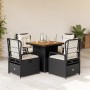Set de muebles jardín 5 pzas con cojines ratán sintético negro en Conjuntos de jardín | Comprar online en Foru.es