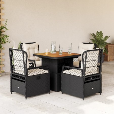 Set de muebles jardín 5 pzas con cojines ratán sintético negro en Conjuntos de jardín | Comprar online en Foru.es